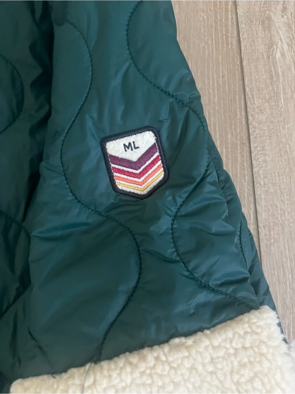 Marine Layer Green/Tan Quilted Long Sleeve Archive BARILOCHE Sherpa Jacket M
